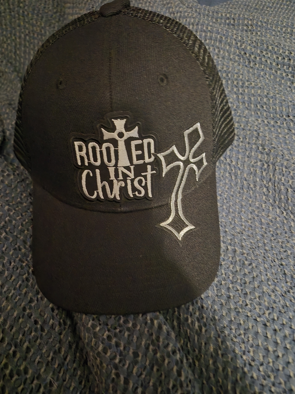 Rooted in Christ Black Trucker Cap